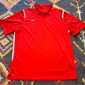 NIKE Dri-Fit Polo-Red & White-Mens Size XL 👕 ✌🏼